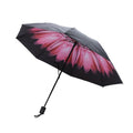 3D Flowers Printed Three Folding Umbrella Women's Umbrella Pongee Sunny and Rainy Umbrella Vinyl Anti UV Umrellas